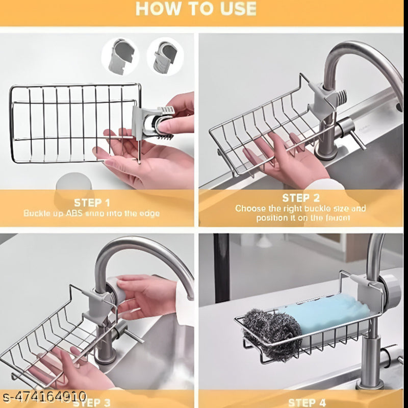 Adjustable Faucet Storage Rack – Soap & Scrub Holder