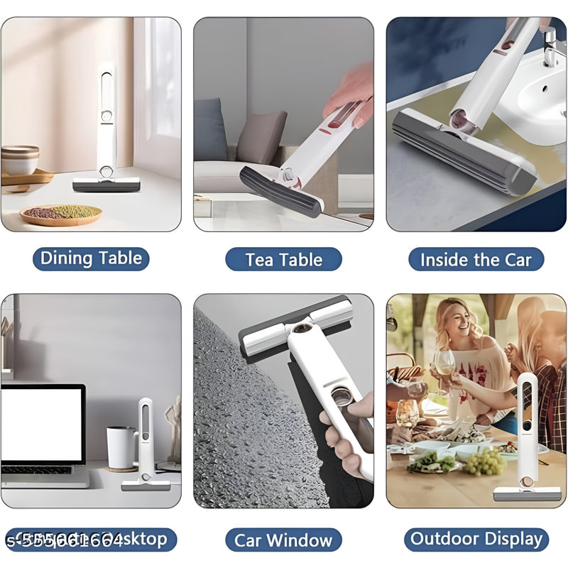 Portable Mini Mop with Self-Squeeze Design, Lazy HandWash-Free Cleaning Mop, Quick Dry Sponge Mop for Kitchen, Bathroom, Glass &amp; Car